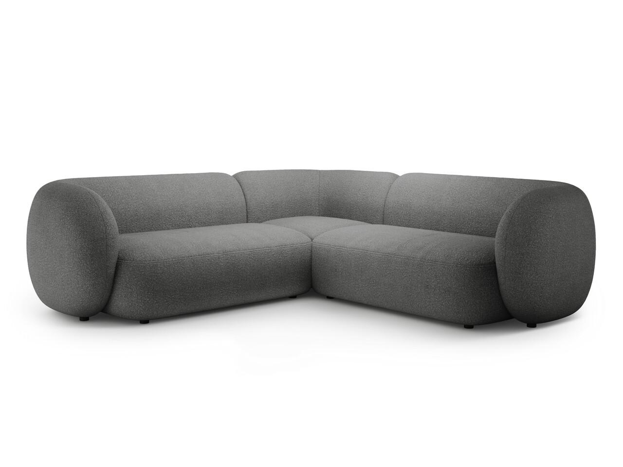 Coltar simetric 5 locuri, Kate, Micadoni Home, 252x252x76 cm, tesatura boucle, gri inchis Colțare